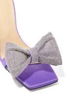 Nicole 95 Puffed Bow Satin Ankle-Tie Sandals